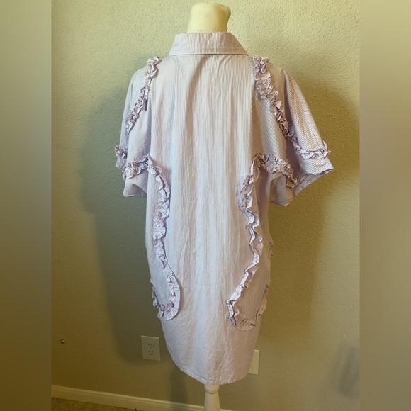 Margo Baridon Striped Buttondown in Purple Size Small - Picture 4 of 8